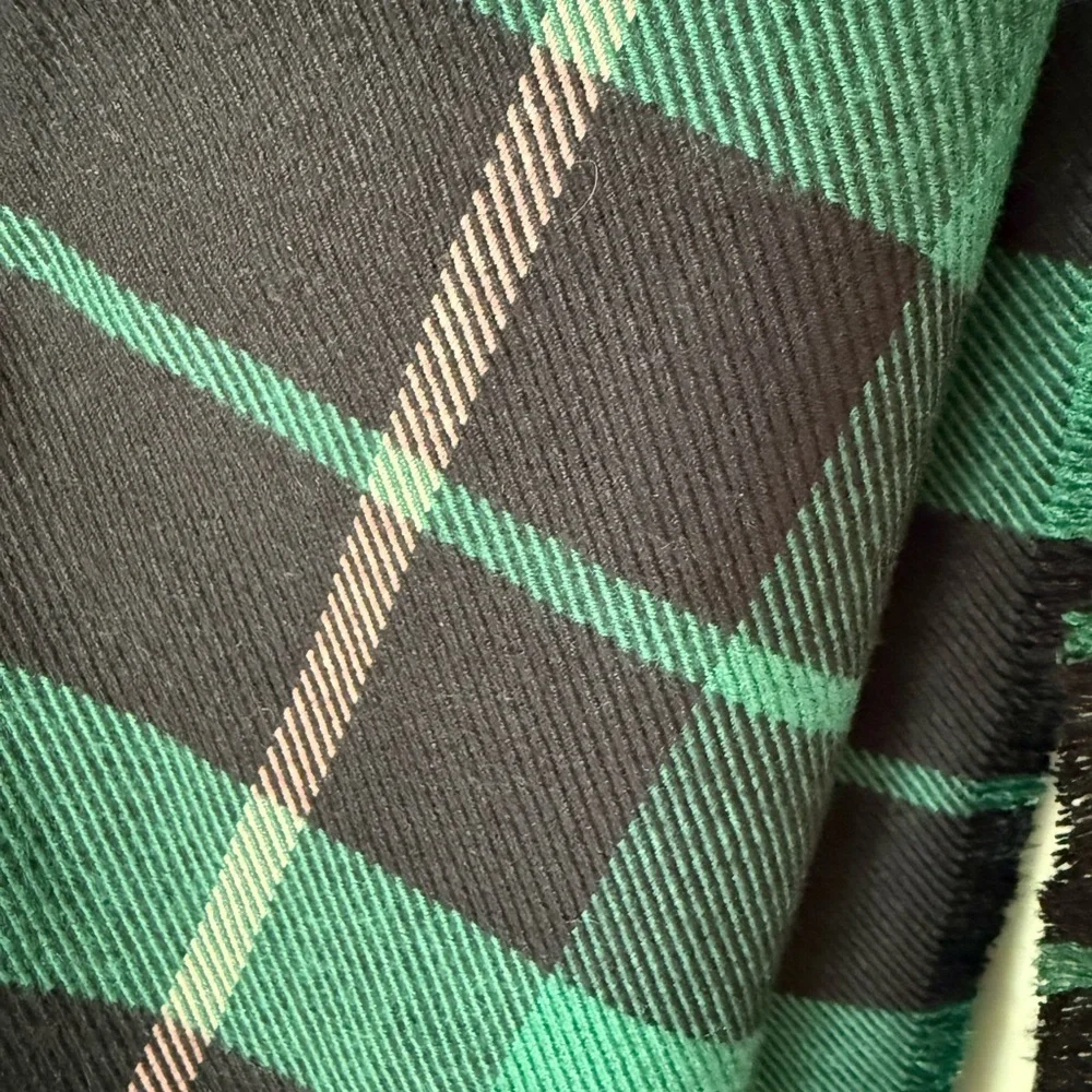 NWT Ann Taylor Raiza Plaid Blanket Scarf Approx 22x78 Green White Pink Black